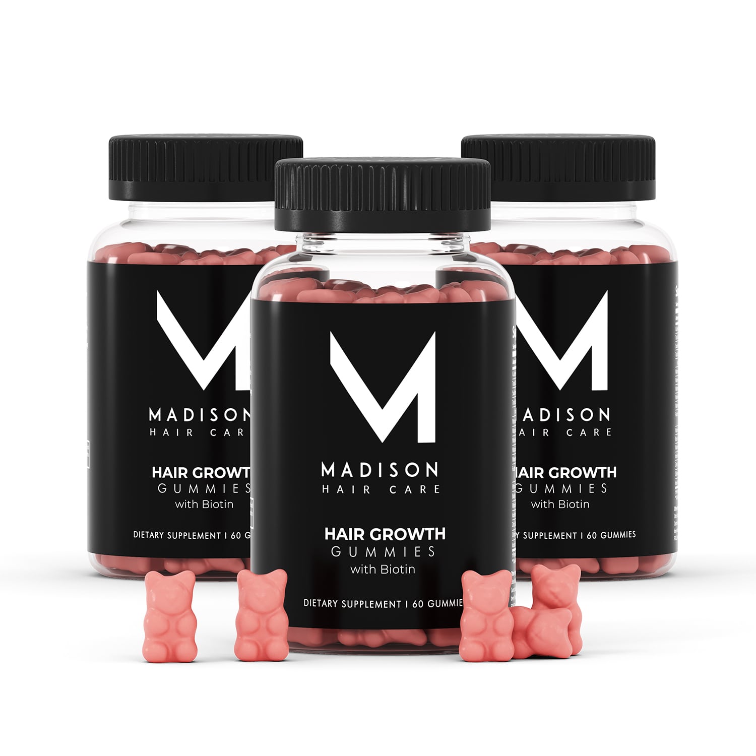 RDC Design Group 3D Package Render Madison Hair Care Gummies 3 Pack-min