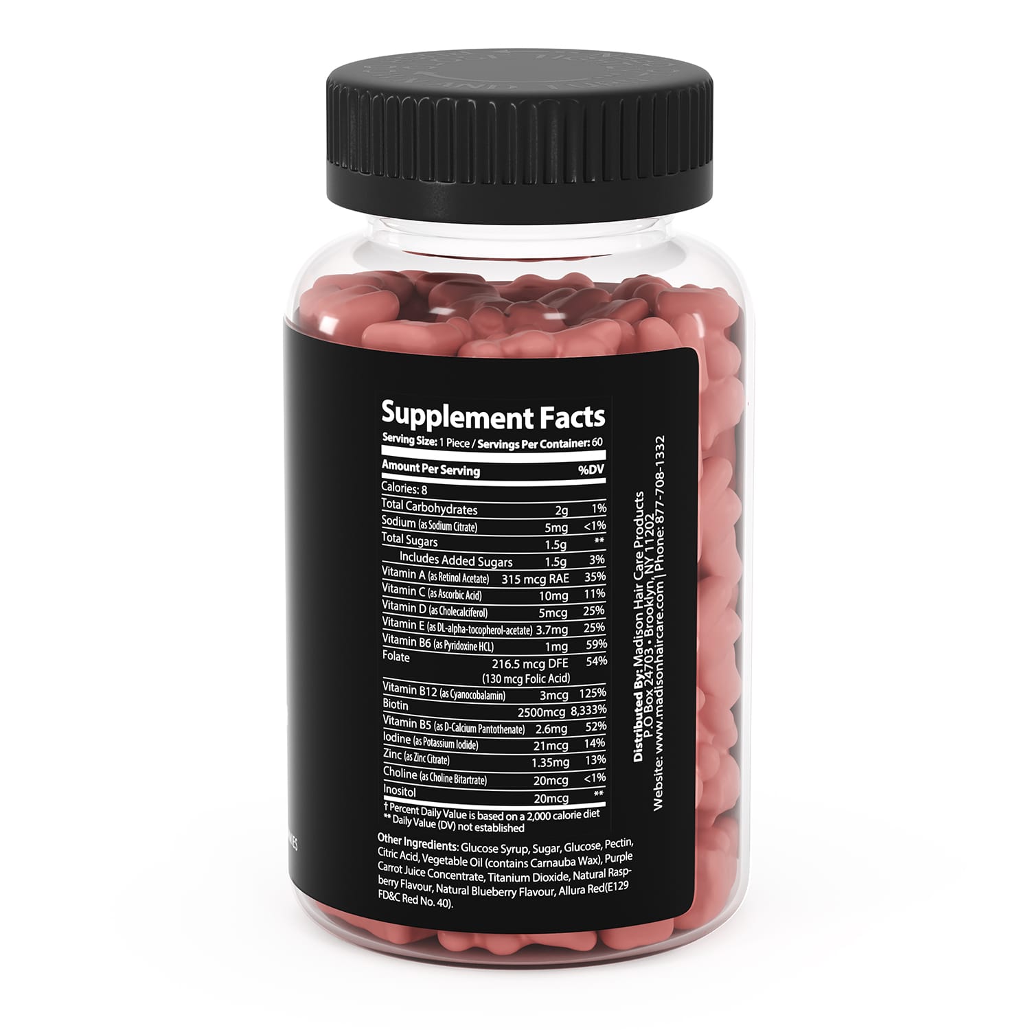 RDC Design Group 3D Package Render Madison Hair Care Gummies View 3-min