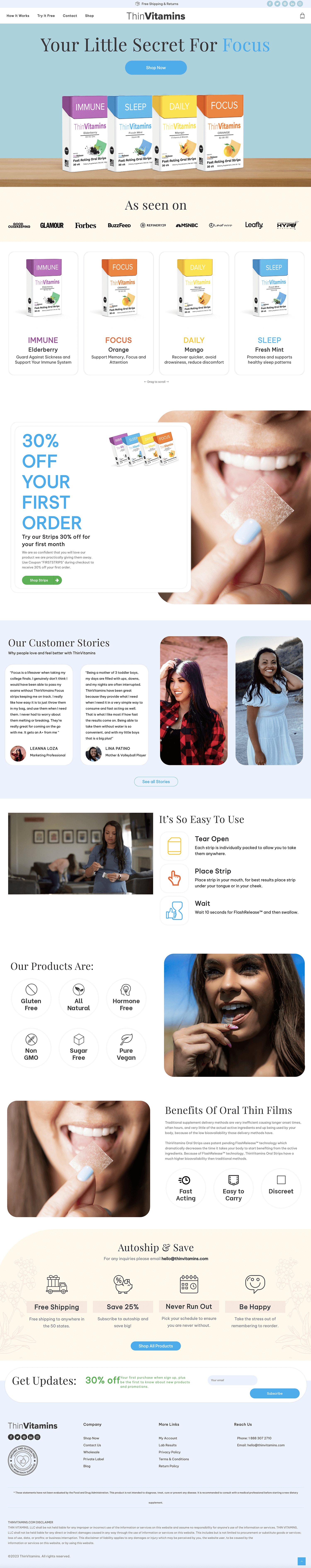 RDC Design Group - Website Design - ThinVitamins Home Page Design