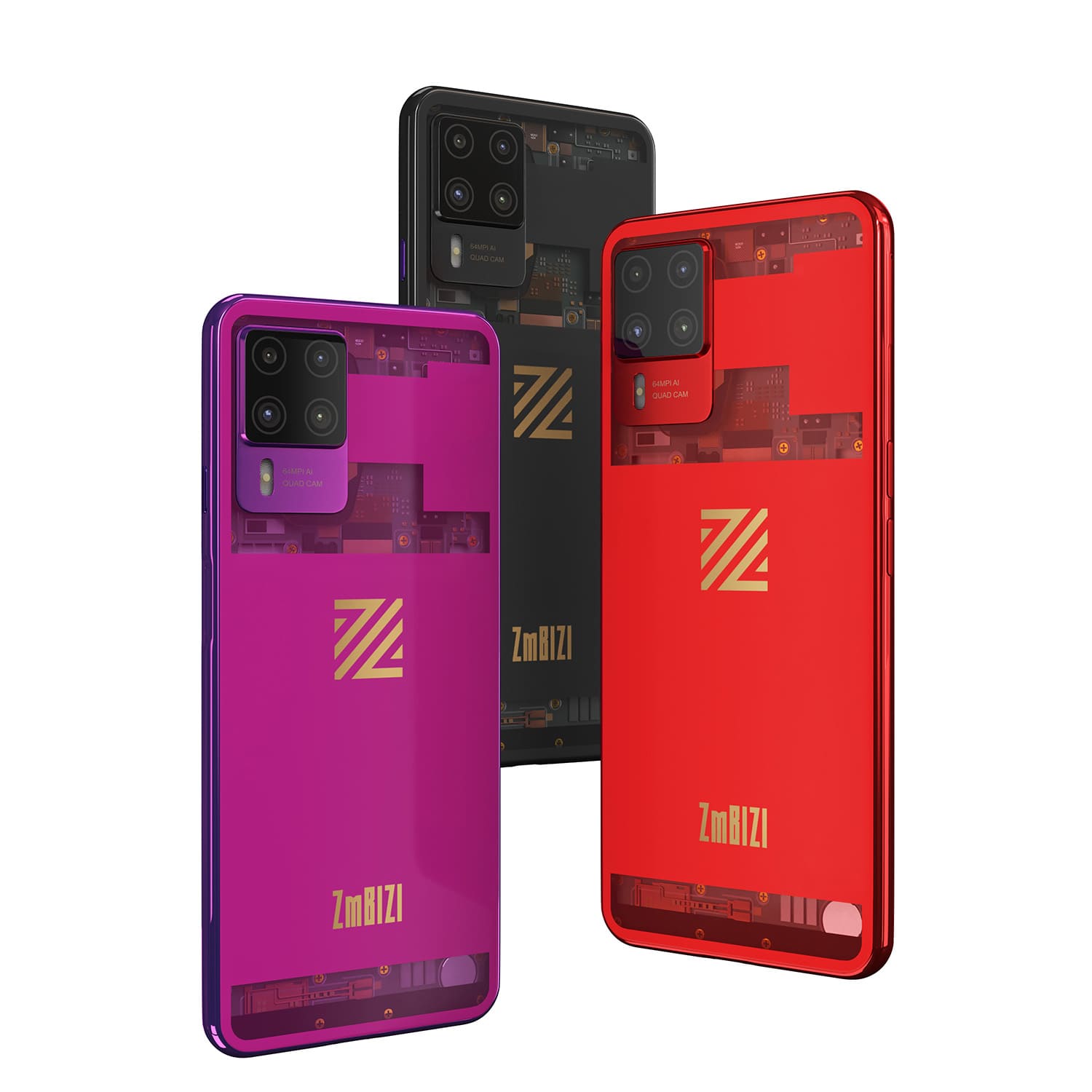 RDC Design Group - 3D Product Rendering - 3D Smart Phone Creative Rendering Family Lineup - ZmBIZI - Z2