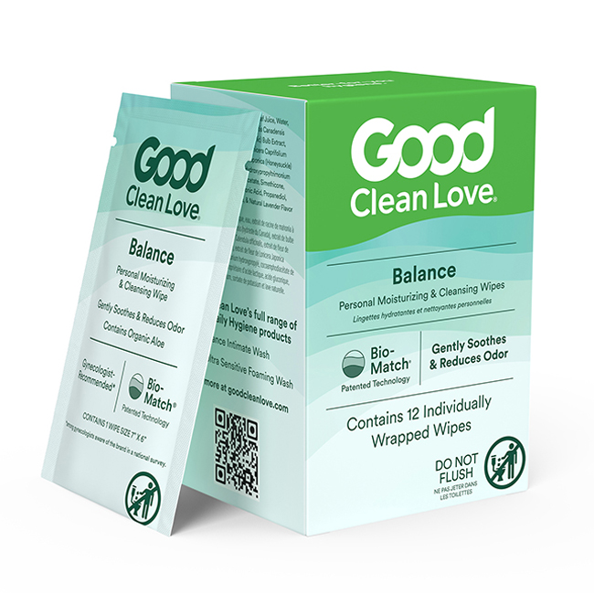 RDC Design Group 3D Product Rendering Good Clean Love Balance 12ct Individual Wipe and Carton Overview