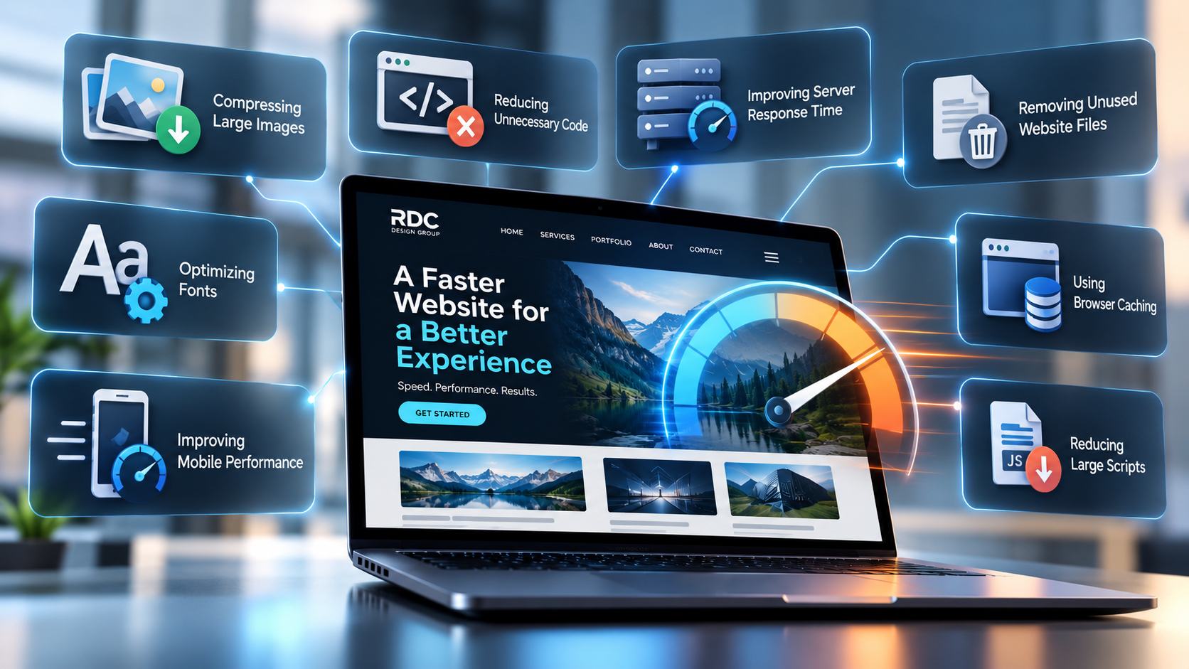 RDC Design Group – Website Speed Optimization Dashboard